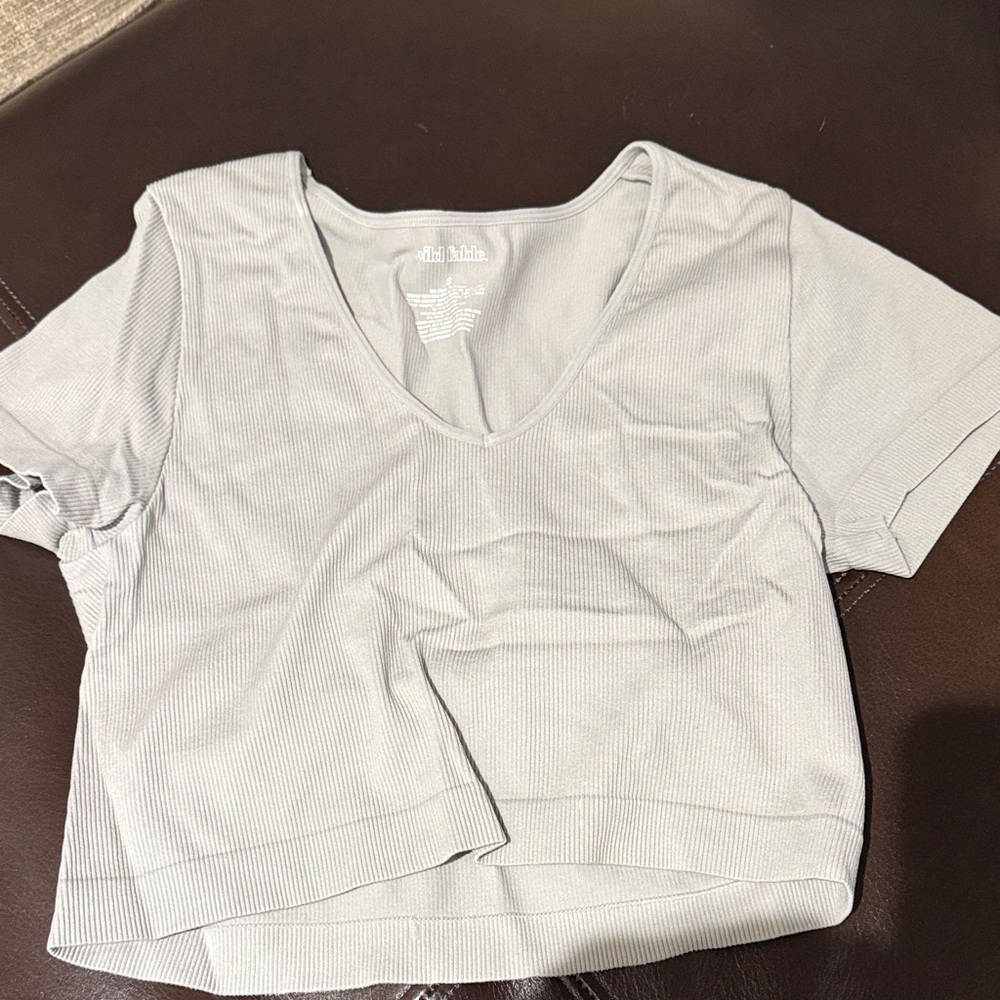 Wild Fable Light Gray Ribbed Crop Top